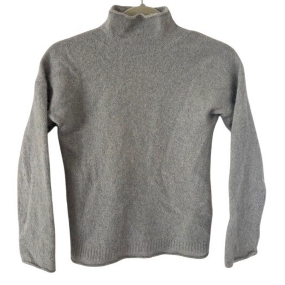 J.Crew Women XXS Gray 100% Cashmere Mock Neck Rolled Edge Sweater Knit Top